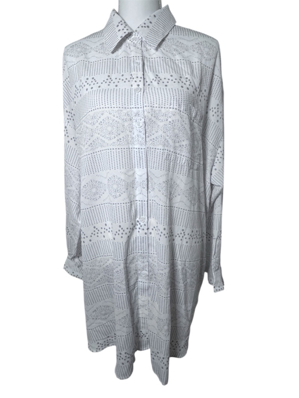 NWT Gabriela Long Sleeve Loose Waisted Button Shirt Dress